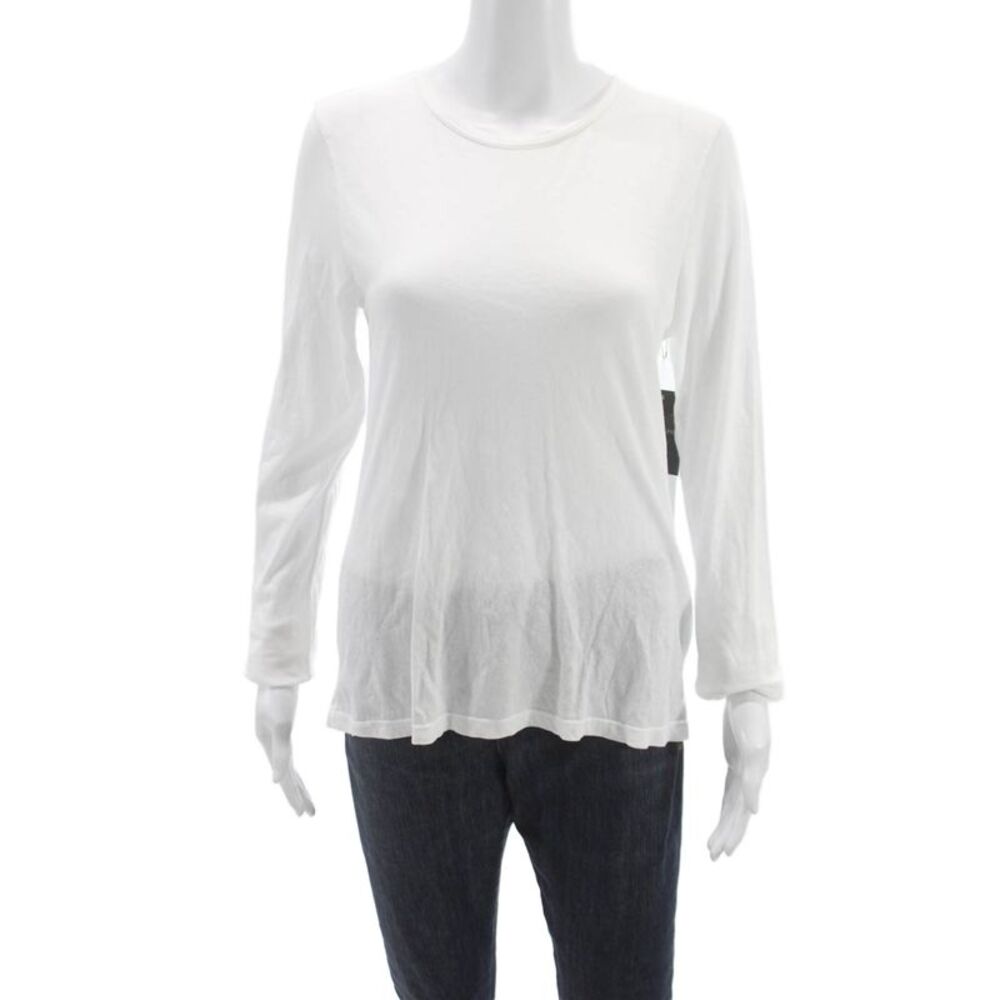 Perfect White Tee Womens Basic Cotton Long Sleeve Tee Size M